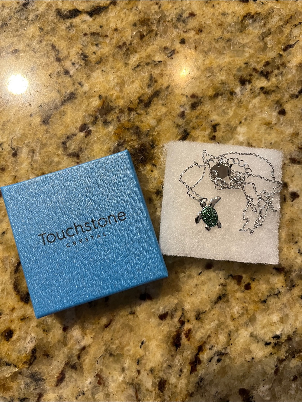 Touchstone Crystal Green Turtle Pendant Necklace